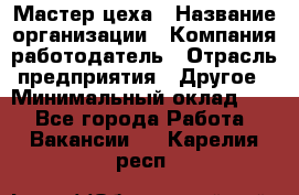 Мастер цеха › Название организации ­ Компания-работодатель › Отрасль предприятия ­ Другое › Минимальный оклад ­ 1 - Все города Работа » Вакансии   . Карелия респ.